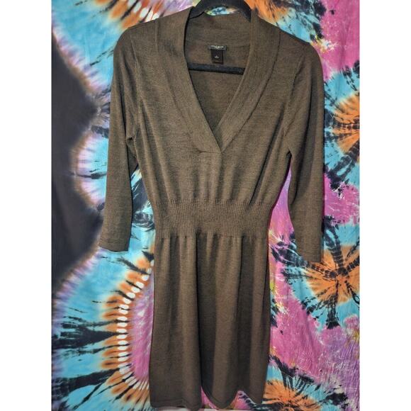 Anne Klein Chocolate Brown Knit Sweater Dress - Picture 1 of 6